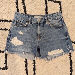 Topshop Moto Ashley Distressed Denim Jean Shorts in Blue Size US 2